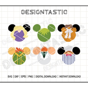 Puede incluir: Conjunto de seis siluetas de cabeza de Mickey Mouse de colores con diferentes personajes de la película 'Los Muppets'.