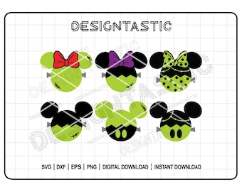 Mouse Frankenstein Ears Bundle SVG, Frankenstein Mouse Ears Png, Monsters Ears, Summerween, Halloween, Creepy Cute, Cut Files for Cricut