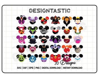 All Villains Mouse Ears Bundle SVG, Maleficent, Hades, Cruella, Ursula Ears Cut Files for Cricut, Perfect for your dark side Crafts