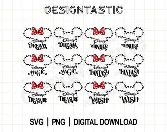 Cruise SVG Bundle, Mouse Ears Cruise PNG Bundle, Cruise ship svg, Cruise Ship Names Logo Bundle, Fantasy Dream Wish Wonder Magic
