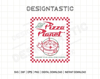 Pizza Planet Alien SVG, Pizza Planet Delivery SVG, Toy Story SVG, Pixar Pizza Planet, Archivos de corte para Cricut Silhouette