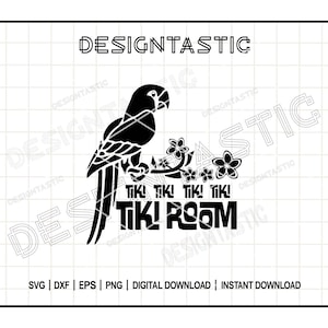 Enchanted Tiki Room SVG PNG, Parrot & Flowers Cricut Cut File, Tropical Tiki Clipart, Digital Download for Summer Crafts
