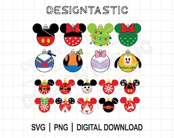 Mouse and Friends Christmas Ornament BUNDLE SVG, Cute Holiday Decor, Cut Files for Cricut, Fun Gift for Crafty Holidays