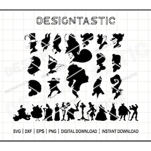 Villains Silhouette SVG Bundle, Evil, Villains Clipart Svg, Cruella Svg, Ursula Svg, Villain Svg, Maleficent, Gaston, Cut File For Cricut