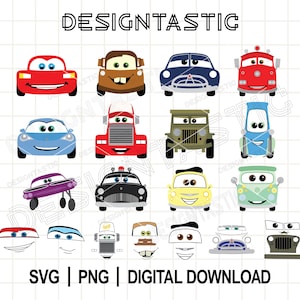 Cars Bundle SVG, Cars Png, Boys Tshirt svg, Cartoon Cliparts, Cars Sublimation Lightning McQueen Tow Mater Cliparts Bundle, SVG For Cricut