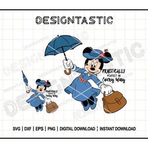Poppins Mouse SVG, Mary Poppins PNG, vrijwel perfecte clipart, Cricut-bestand meisjesreis, themapark digitale kunst, ontwerp familievakantie