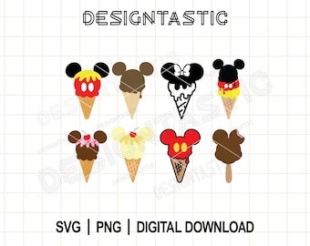 Paquete de helado de ratón SVG, Svg de refrigerio de verano, Svg de refrigerio de ratón, Svg de cumpleaños, Svg de dulces, Clip Art de helado, Archivo de corte SVG para Cricut
