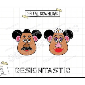 Paquete de Sr. y Sra. Potato Head SVG, Orejas de Potato Head Svg, Juguetes, Cabeza de Ratón Svg, Pareja de Potato Head Png, Archivo de Corte Svg para Cricut