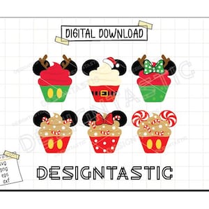 Maus Weihnachten Cupcakes Bundle SVG, Snack, Geburtstag zwart, Rentier Cupcake, Santa svg, Zuckerstange, Cupcakes Clipart, SVG-Schnittdatei für Cricut