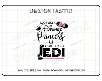 Parece una princesa, lucha como un Jedi SVG, Fuerza contigo, Orejas de ratón SVG, Archivo de corte de vinilo, SVG, Star Wars SVG, Star Wars Girls Adventure