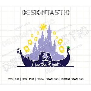 Ich sehe das Licht, magische Zitate svg, verheddertes Boot, verhedderte Sonne, verlorene Prinzessin svg, Chamäleon, Schnittdatei für Cricut SVG