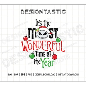 Jack Santa SVG-bestanden knippen, It's the Most Wonderful Time of the Year-ontwerp voor Cricut & Silhouette, ideaal voor fans van Nightmare Before Christmas
