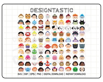 Princess Bundle SVG, 100 Cute Characters Bundle SVG, Villain Characters Svg, Adorable Tsum Tsum Svg, Tshirt Design, SVG Cut File For Cricut
