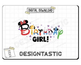 Cumpleaños de niña Svg, Mejor cumpleaños Svg, Orejas de ratón PNG, Archivo de corte de cumpleaños mágico, Orejas de ratón Svg, Silueta Cricut, Sublimación PNG