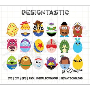 Pacote SVG de Feliz Páscoa, ovos de Páscoa fofos, brinquedos inspirados em histórias para arquivos de corte Cricut, perfeitos para presentes e artesanatos de Páscoa