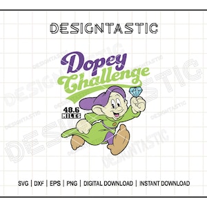 Dopey Challenge SVG, Running Svg, Marathon Race, Sneeuwwitje Dopey, Sublimatieontwerp halve marathon Run, gesneden bestand voor Cricut & Silhouette