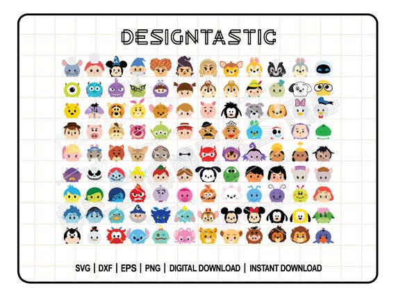 More than 100 Cute Characters Bundle SVG, Adorable Tsum Tsum Svg, Tshirt Design Svg, Cut Files for Cricut, Silhouette Projects