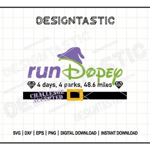 Run Dopey Challenge SVG, Running Svg, Marathon Race, Dopey Challenge, Halve Marathon Run sublimatieontwerp, gesneden bestand voor Cricut & Silhouette