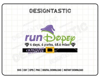 Run Dopey Challenge SVG, Running Svg, Marathon Race, Dopey Challenge, Half Marathon Run Sublimation Design, Cut File for Cricut & Silhouette