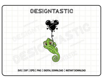 Pascal with a Mouse Balloon Svg, Tangled Chameleon, Tangled Svg, Family Vacation, Pascal Balloon Png, Svg Cut File For Cricut, Silhouette