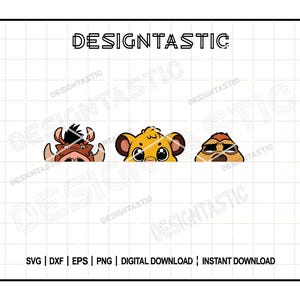 Peeking Svg, Timon, Pumba y Simba Svg, Lion King Svg, Lion King characters Svg, Archivos de corte para Cricut, Archivo de corte Silhouette