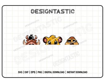 Peeking Svg, Timon, Pumbaa and Simba Svg, Lion King Svg, Lion King characters Svg, Cut Files For Cricut, Silhouette Cut File
