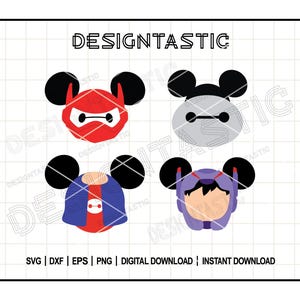 Held Maus Ohren Bundle SVG, Roboter Bundle, Baymax Ohren Schwanz, Inspirierte Charaktere Anhänger, Superheld Anhänger, Schnittdatei für Cricut SVG, Sofort Download