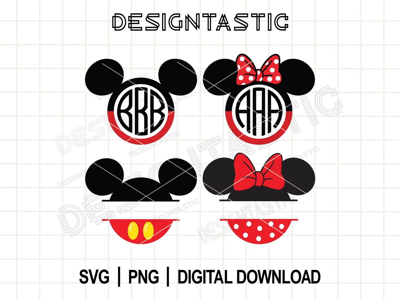 Mouse Monograms SVG, Mouse Head Png, Monogram Letters PNG, Font ...