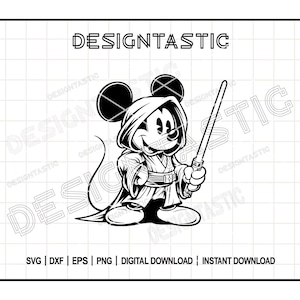 Muis Jedi Svg, muisoren Svg, Star Wars, Magical Kingdom Svg, Cartoon svg, digitale download, bestand knippen, cricut