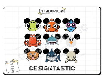 Nemo Ears Bundle SVG, Fish Ears Svg, Dory Ears Svg, Magical Mouse Ears Svg, Finding, Mouse Head Svg, SVG Cut File For Cricut