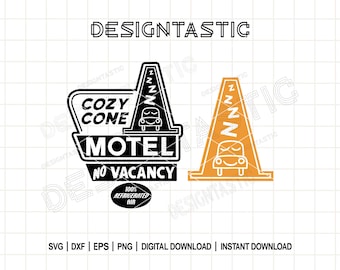 Cozy Cone SVG Bundle, motel Zeichen Radiator Springs Logo SVG Clipart, Autos Cozy Cone Cottage SVG Cartoon Clipart, Sublimation Radiator Springs