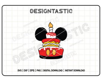 Mouse Birthday Cake SVG, Cake SVG, Snack Svg, Birthday Svg, Sweeties Svg, Cake Clip Art, Cut File For Cricut SVG, Silhouette Cut file