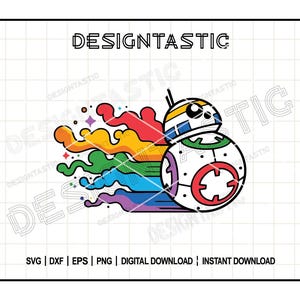 Rainbow Star Wars SVG, BB8 Pride Cut File, Funny LGBTQ Quote, Cricut Design for Shirts, Galaxy Love SVG, Queer Star Wars Art