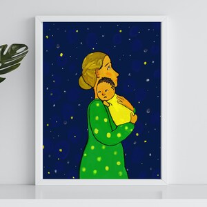 "Mutter mit Baby, ""The World In Her Arms"" digitaler Download für Geschenke, Wanddekor oder Karten." Für neue und alte Mütter, Muttertag und Duschen.