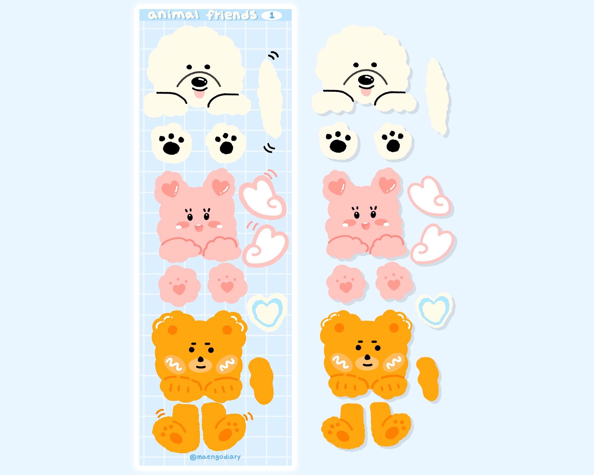 Animal Friends Sticker Sheet (matte) | Cute Korean Style Stickers for ...