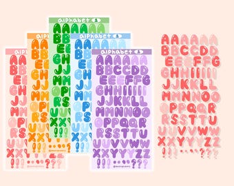 Bubble Alphabet Letters Sticker Sheet (Matte) | Cute Korean Style Stickers for Journaling, Scrapbook, Planner, Bullet Journal, Diary