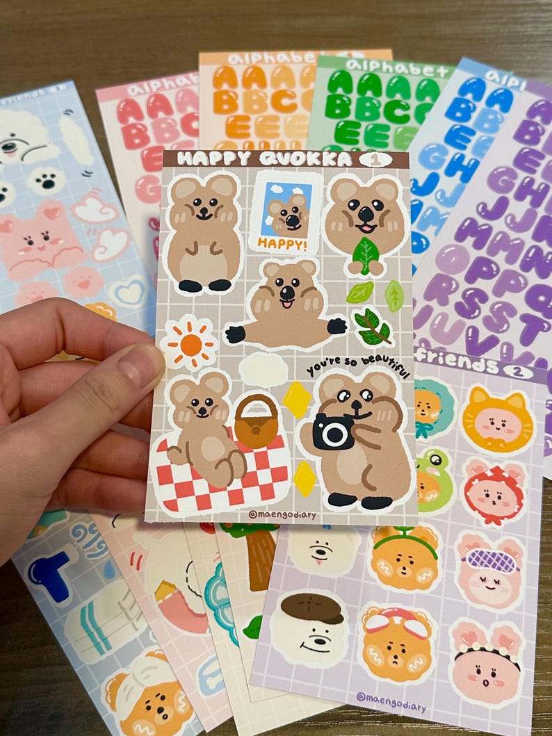Sticker Aecb Happy Quokka Sticker Sheet (matte) | Cute Korean Style Stickers for ...