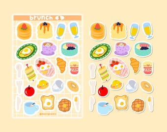 Brunch Sticker Sheet (Matte) | Cute Korean Style Stickers for Journaling, Scrapbook, Planner, Bullet Journal, Diary