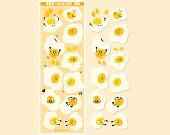 Egg-xciting Sticker Sheet (Matte) | Cute Korean Style Stickers for Journaling, Scrapbook, Planner, Bullet Journal, Diary