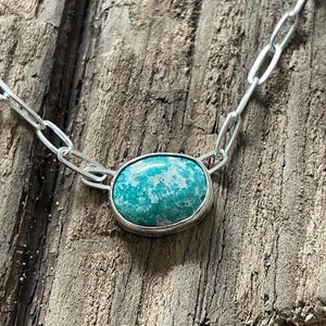 WILD CHILD  Genuine turquoise necklace on a sterling paperclip chain || paperclip turquoise || gifts for her || layering necklace