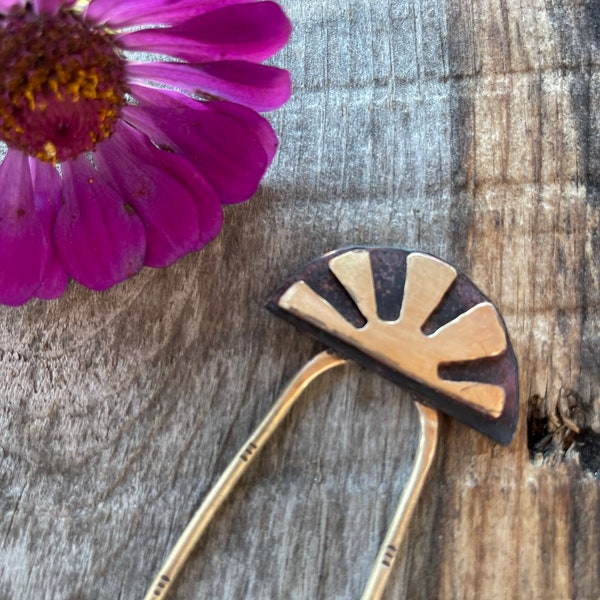 SONNENSCHEIN Haargabel | Messing Haargabel | Haarforke | Boho Haargabel | Festival Haar | Brötchen Pin | Sonnenaufgang Haargabel | Hochzeits Haar