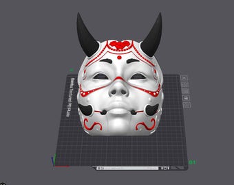 伝統的な日本の木製お面 Antique Japanese Wood Mask - Vintage Hand Carved and Painted