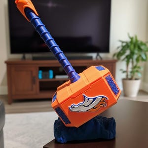 Mjolnir - Thor's Hammer with Display Stand 3D Printed - Sports Teams NFL NBA MLB College