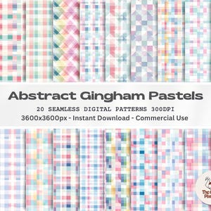 Abstract Gingham Seamless Pattern Printable Paper Pack Pastel Gingham Pattern Junk Journal Scrapbook Paper Vintage Collage Sheet Ephemera