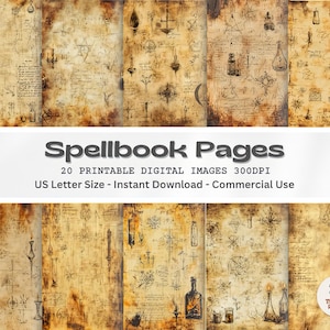 Spellbook Printable Paper Pack Spell Book Junk Journal Scrapbook Paper Vintage Collage Sheets Printable Digital Backgrounds