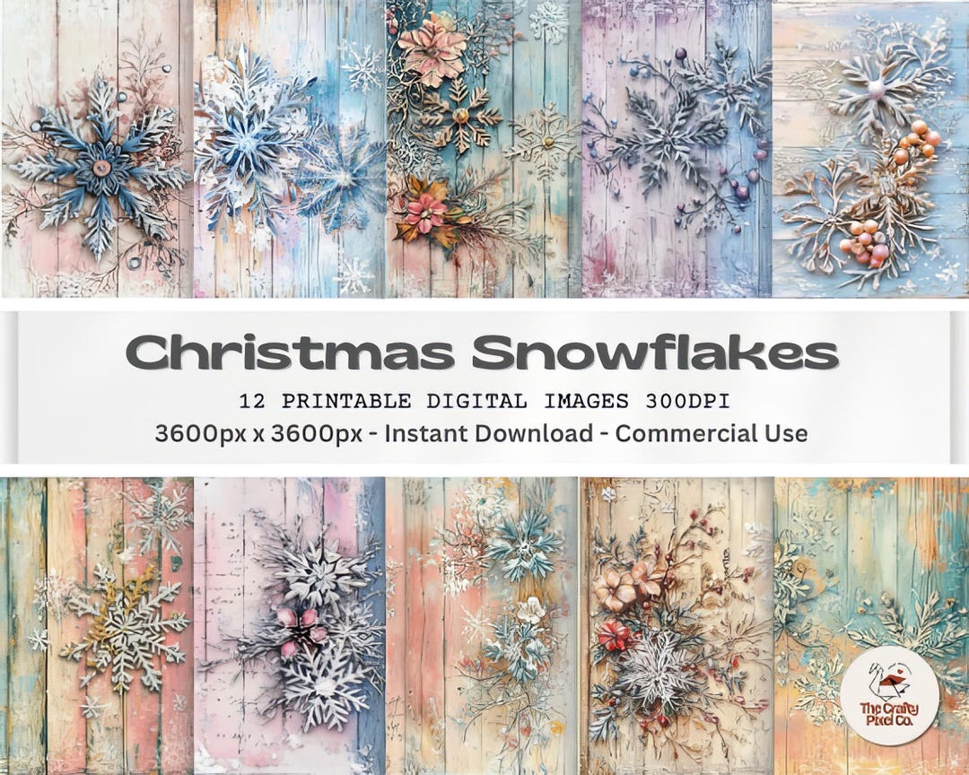 Christmas Snowflakes Printable Paper Pack Christmas Junk Journal ...