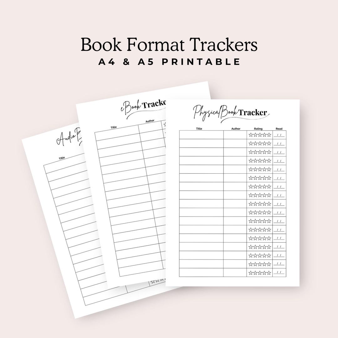 Table Format Tracker Book Format Tracker, Journal Insert, Minimalist Design, Digital ...