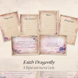 Tarjetas de diario de fe, papel de libélula, tarjetas de oración, álbumes de recortes cristianos, tarjetas de las Sagradas Escrituras, versículos bíblicos de la KJV, rosa, lila - FD1024