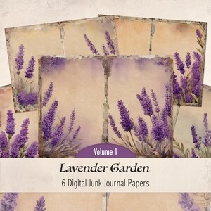 Lavender Junk Journal Pages, Violet Pages, Purple Flowers, Digital Download, Scrapbooking Background, Spring Garden, Vintage - LG1124
