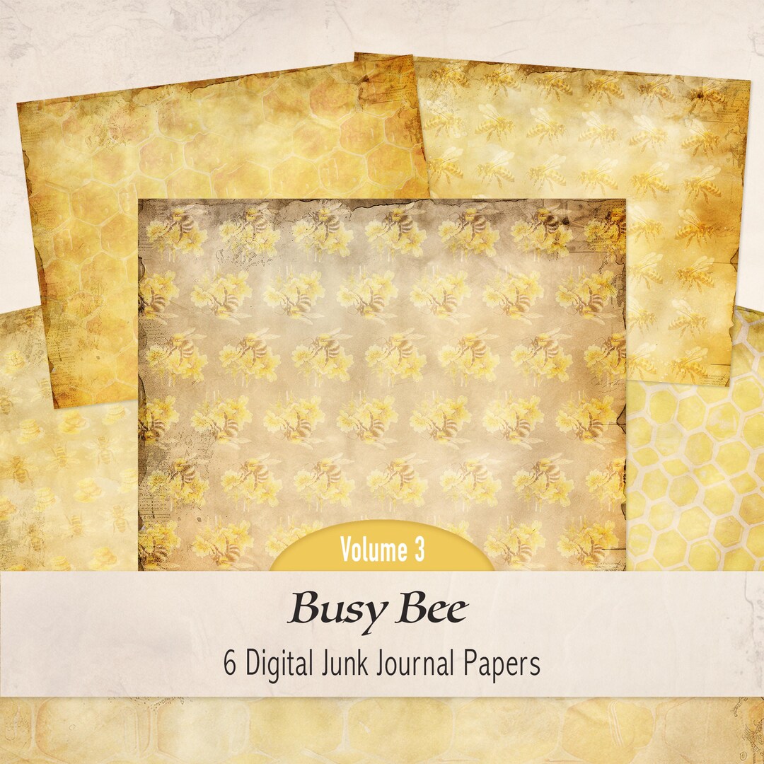 Busy Bee Junk Journal Pages, Backing Paper, Yellow Pages, Bright ...